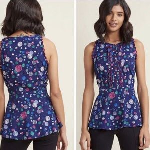 Modcloth Galaxy Scalloped Top